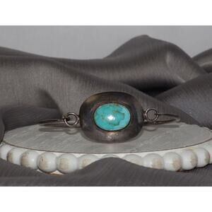 Vintage OBOMA Sterling Silver Turquoise Hook Bracelet 9.2G / 6in
